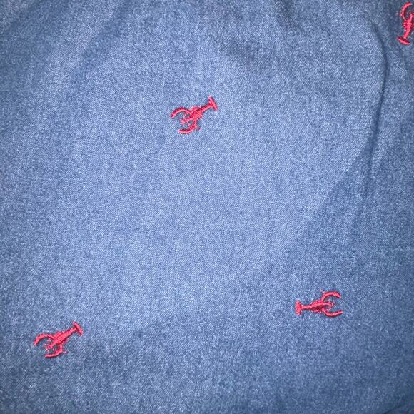 Denim Lobster Embroidered Capri Pants Womans L Elastic Tie Waist Nautical Beachy - Picture 3 of 11